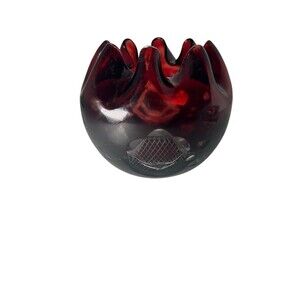 VINTAGE Ruby Red Bohemian Cased Cut To Clear Czech Art Glass Bowl Vase